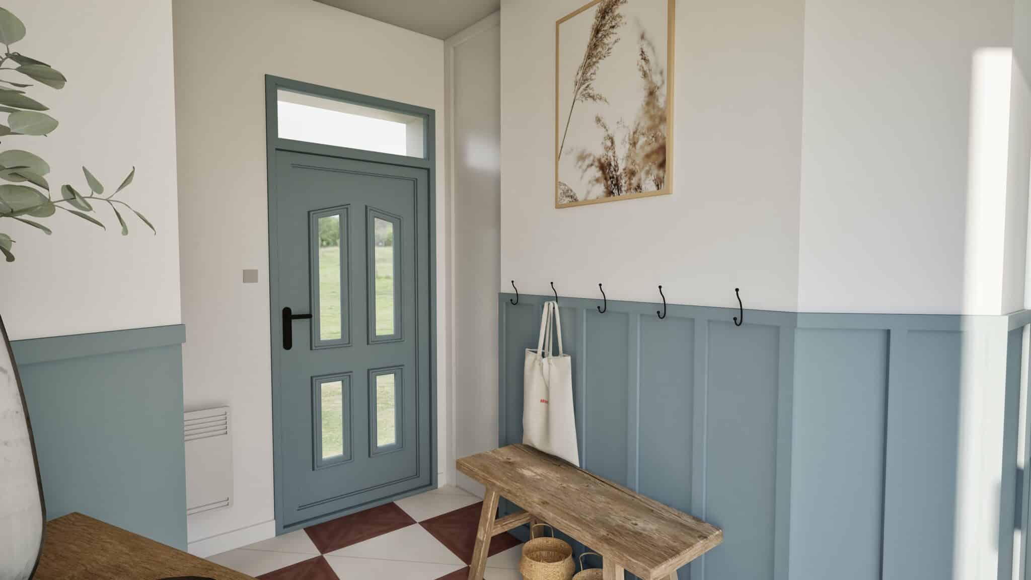 Projection 3D réaliste du projet de décoration de l'entrée