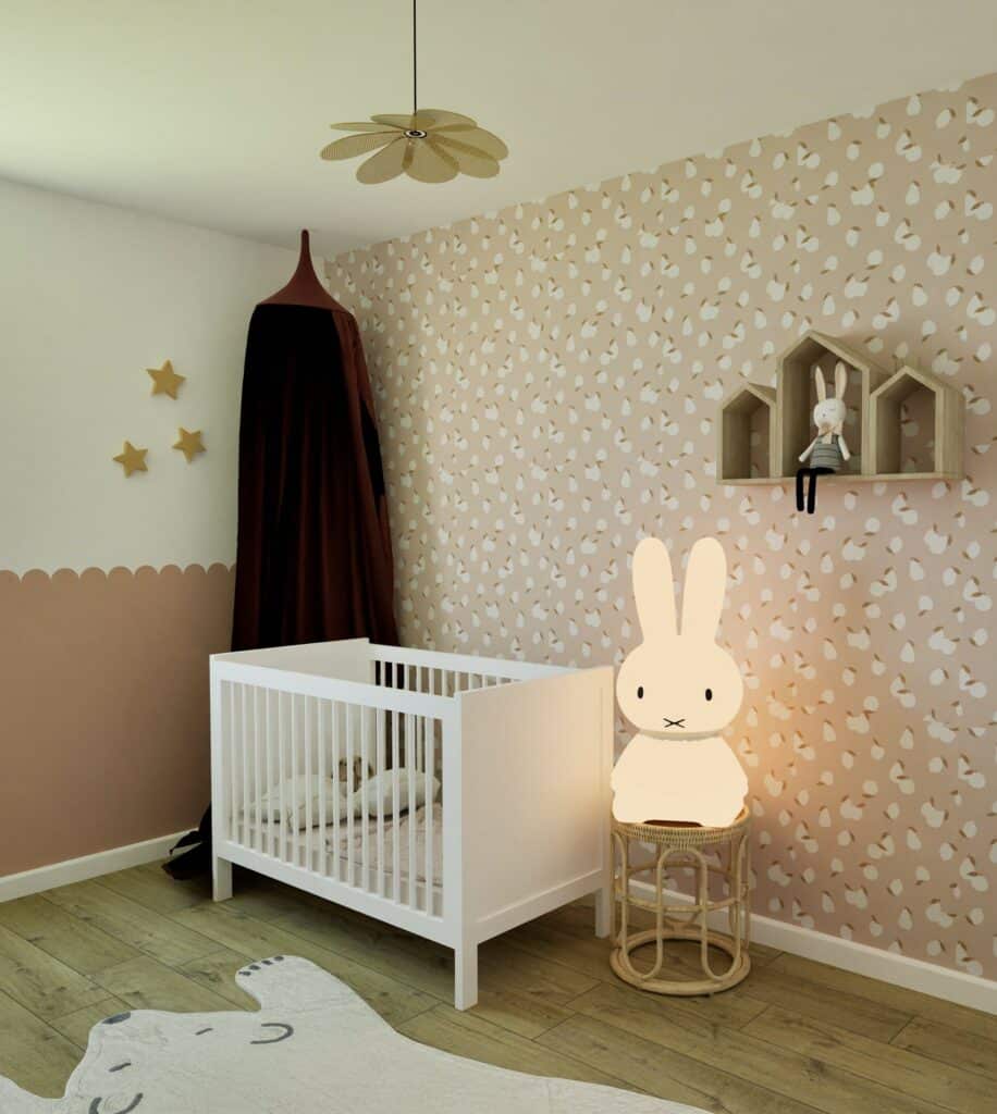 rendu 3D réaliste chambre douce